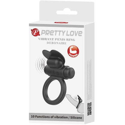 PRETTY LOVE - DEBONAIRE VIBRATING RING RABBIT 10 VIBRATIONS BLACK