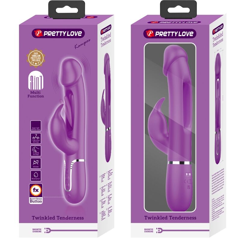 PRETTY LOVE - KAMPAS 3-I-1 MULTIFUNKSJONSKANINVIBRATOR LILLA