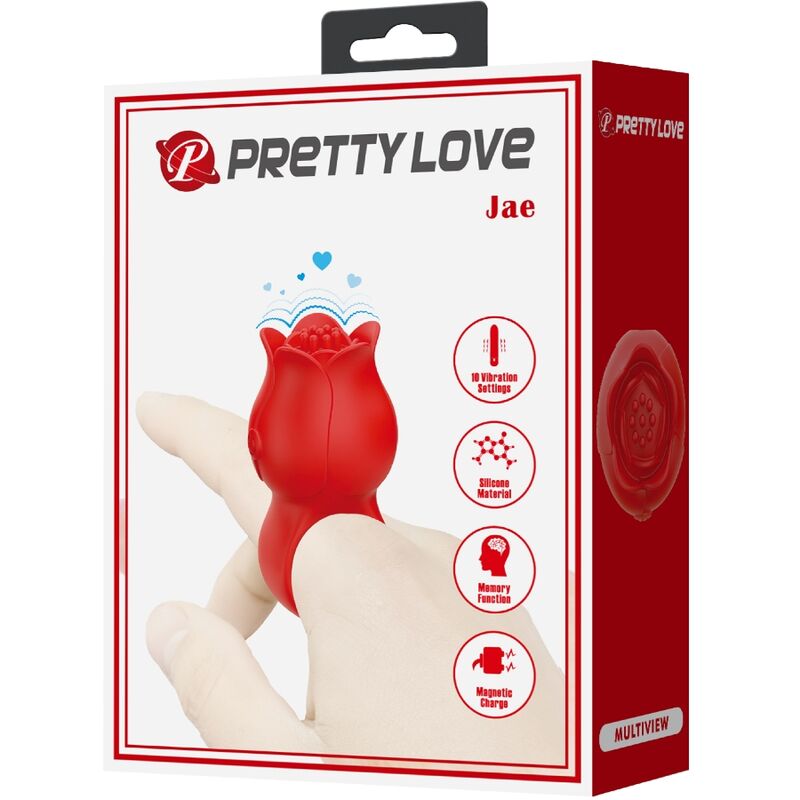 PRETTY LOVE - JAE ROSEFORMET FINGERVIBRATOR 10 VIBRASJONER RØD