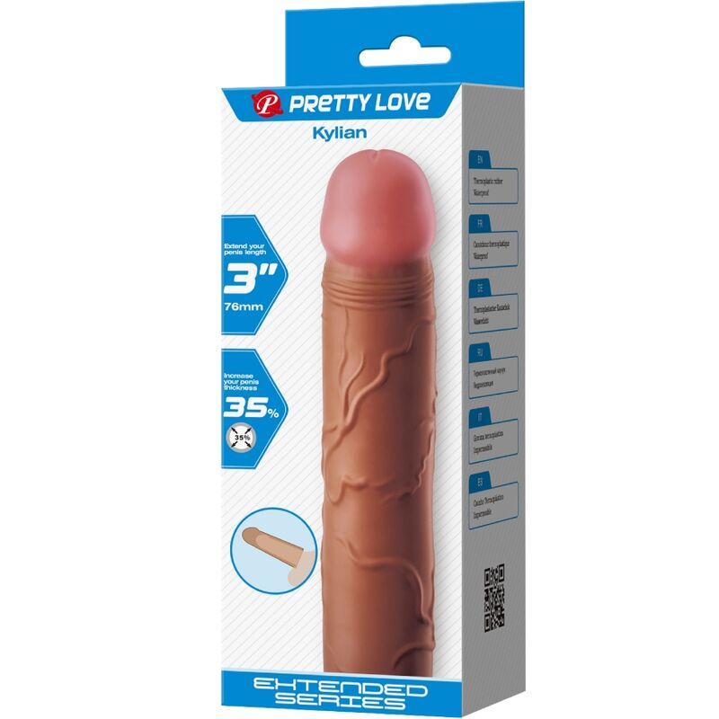 PRETTY LOVE - KYLIAN PENIS SLEEVE MED 7,6 CM FORLENGELSE MULATTO