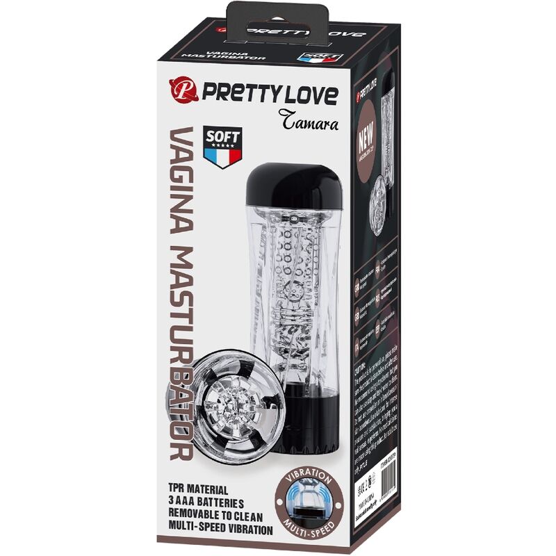 PRETTY LOVE - TAMARA MALE MASTURBATOR MULTI-SPEED VIBRATOR BLACK