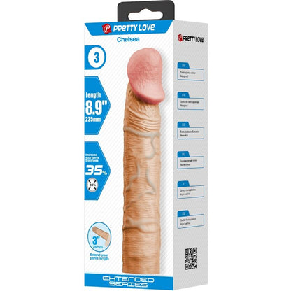 PRETTY LOVE - CHELSEA PENIS SLEEVE WITH 7.6 CM EXTENSION FLESH