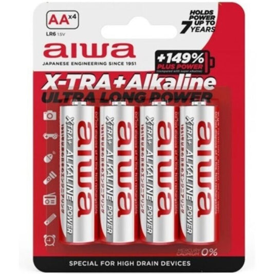 AIWA - X-TRA ALKALISKE AA ALKALISKE BATTERIER LR6 BLISTER*4