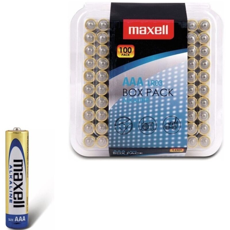 MAXELL - ALKALISKE BATTERIER AAA LR03 PAKKE * 100 BATTERIER