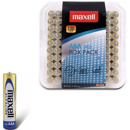 MAXELL - ALKALISKE BATTERIER AAA LR03 PAKKE * 100 BATTERIER