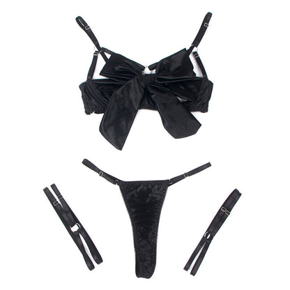 SUBBLIME - 955205 BRA SET WITH ADJUSTABLE BLACK BOW L/XL