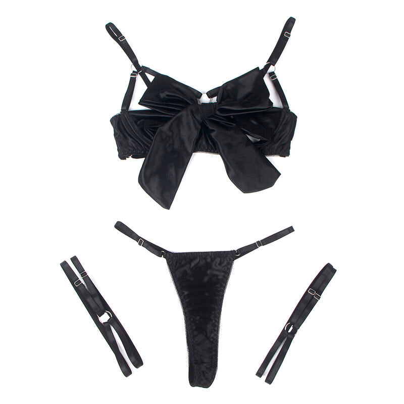 SUBBLIME - 955205 BRA SET WITH ADJUSTABLE BLACK BOW L/XL