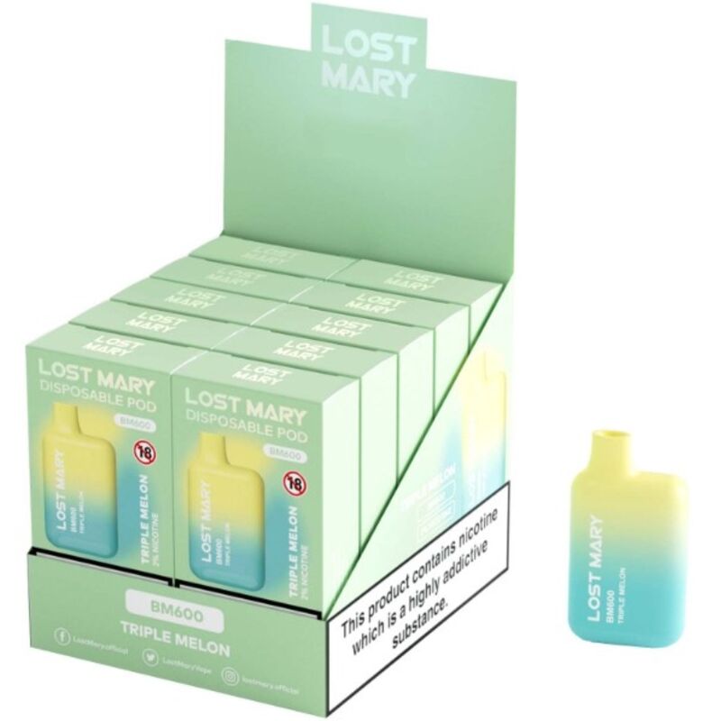 LOST MARY - BM600 NICOTINE VAPER 2% DISPOSABLE TRIPLE MELON