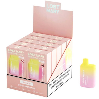 LOST MARY - BM600 NIKOTINVAPER 2% ENGANGS ROSA LIMONADE