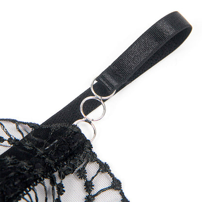 SUBBLIME - 955229 TRANSPARENT BODYSUIT WITH HOLLOW LACE BLACK L/XL