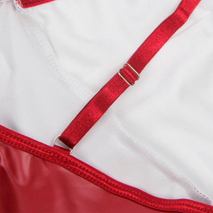 SUBBLIME - 955397 KJOLE MED BURGUNDØR SKINNSTROPPER S/M