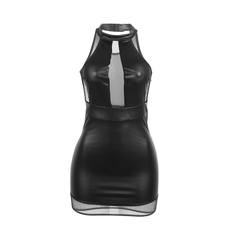 SUBBLIME - 955472 KJOLE MED HALTERNESKE OG TRANSPARENSER SVART S/M