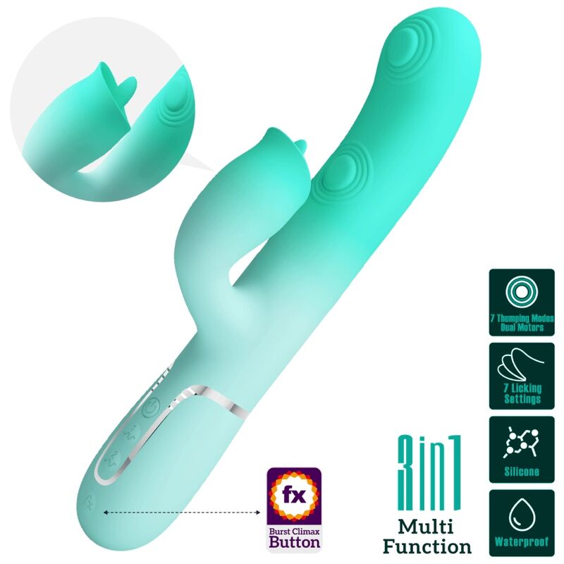 PRETTY LOVE - GIGI MULTIFUNCTION RABBIT VIBRATOR AQUA GREEN