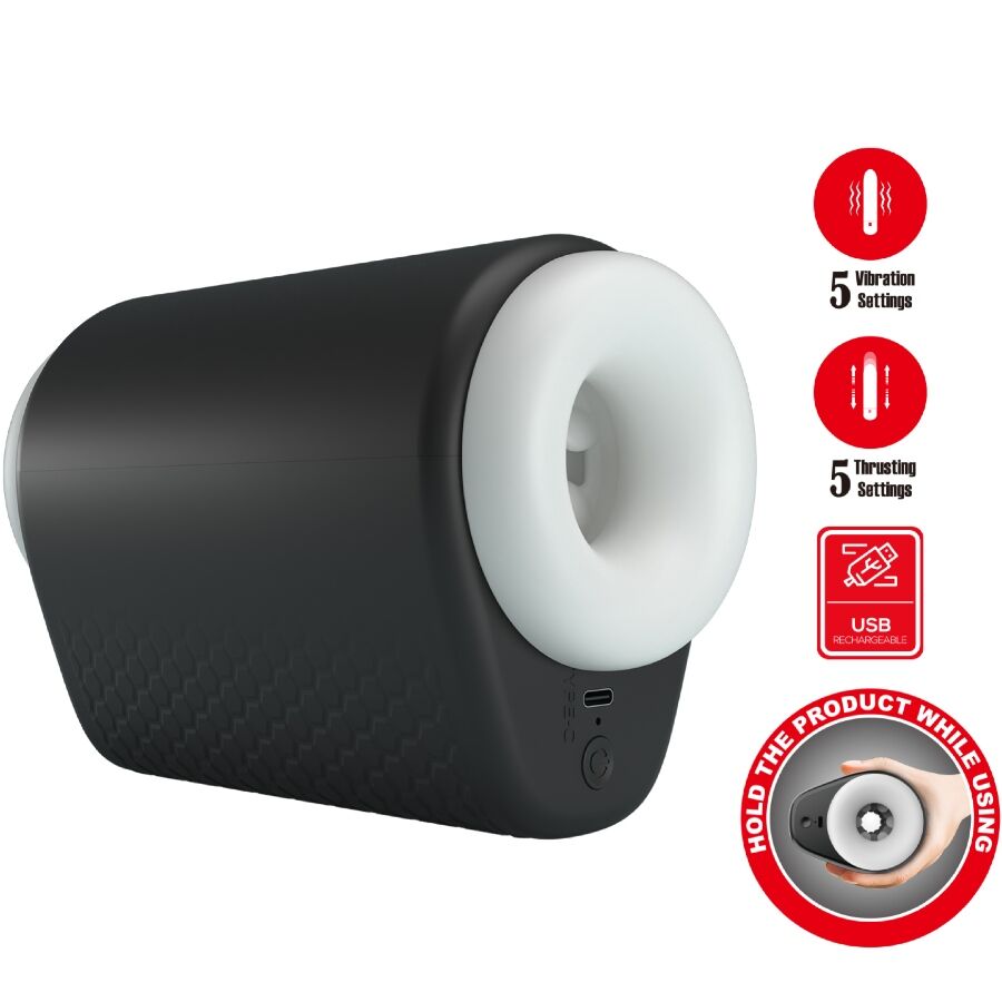 PRETTY LOVE - DJ GIRL MANNLIG MATURBATOR MED VIBRASJON 5 INNSTILLINGER SVART