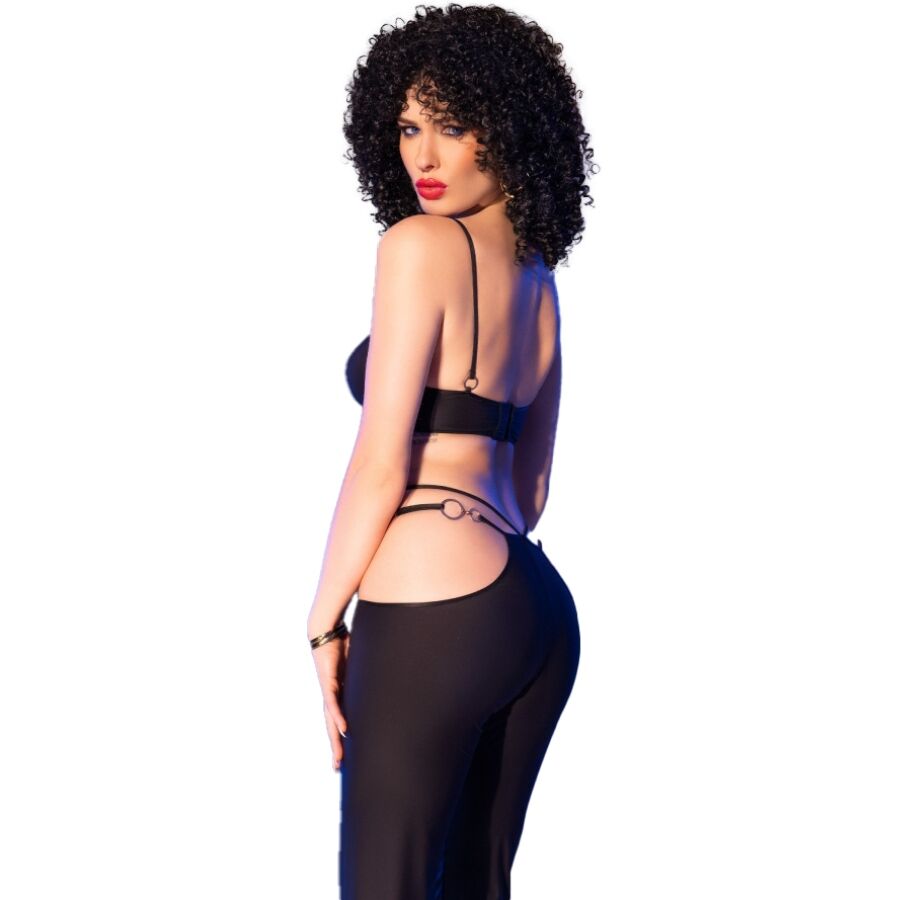 CHILIROSE - CR 4851 BLACK TOP AND LEGGINGS SET WITH GOLDEN ACCESSORIES L