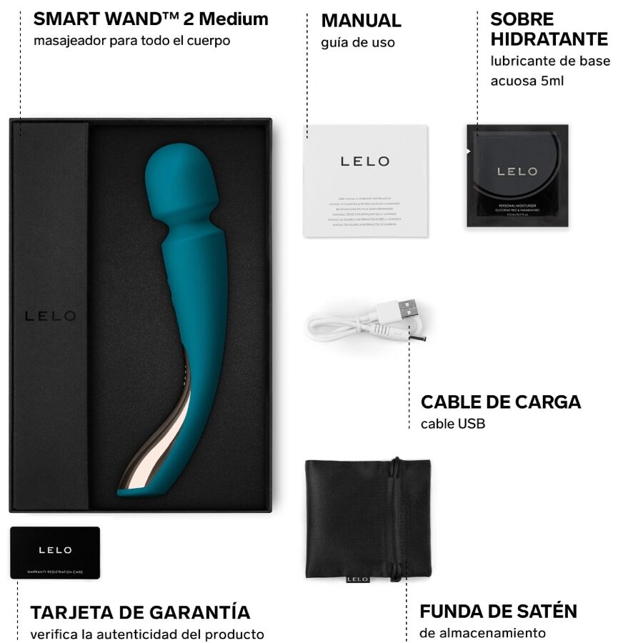 LELO - SMART MEDIUM WAND 2 HAVBLÅ MASSASJERAPPARAT