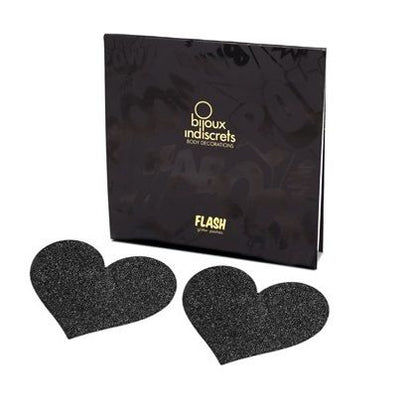 BIJOUX - INDISCRETS FLASH SVART HJERTE NIPPLE CUTS