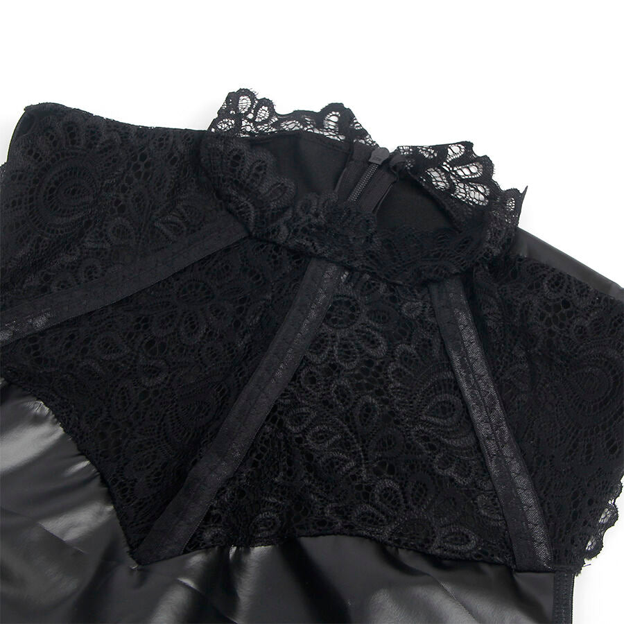 SUBBLIME - 957544 LACE COLLAR LEATHER DRESS BLACK S/M