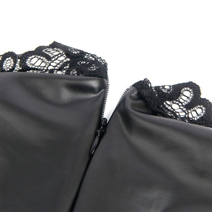 SUBBLIME - 957551 LACE COLLAR LEATHER DRESS BLACK L/XL