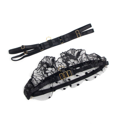 SUBBLIME - 957483 LACE BRA AND GARTER SET BLACK S/M