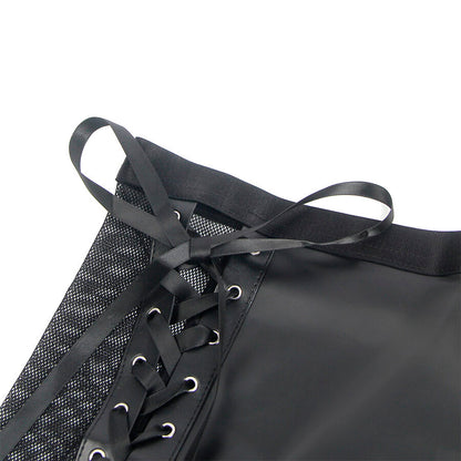 SUBBLIME - 957582 LEATHER BRA AND SKIRT SET BLACK S/M