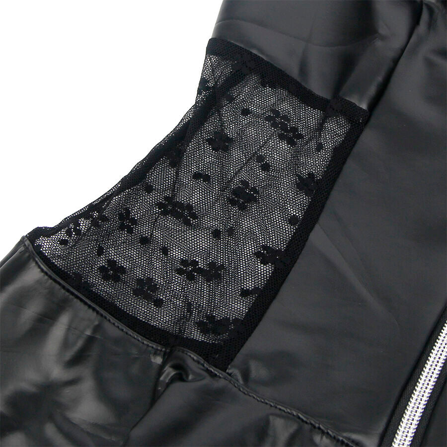 SUBBLIME - 957704 LACE ZIPPER LEATHER DRESS BLACK S/M