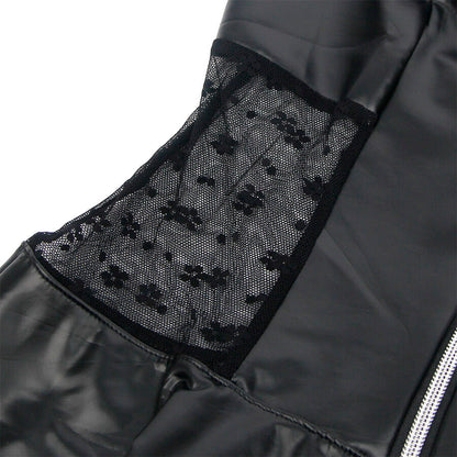 SUBBLIME - 957704 LACE ZIPPER LEATHER DRESS BLACK S/M