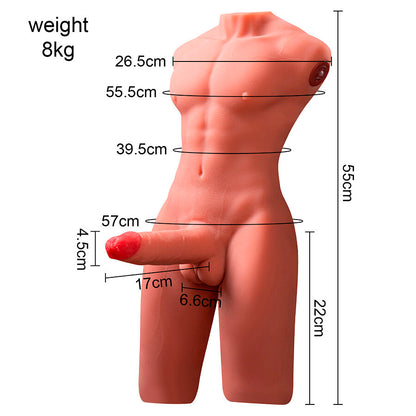 XISE - JASON HALF BODY REALISTIC MALE TORSO WITH THRUSTING AND VIBRATION 55 CM