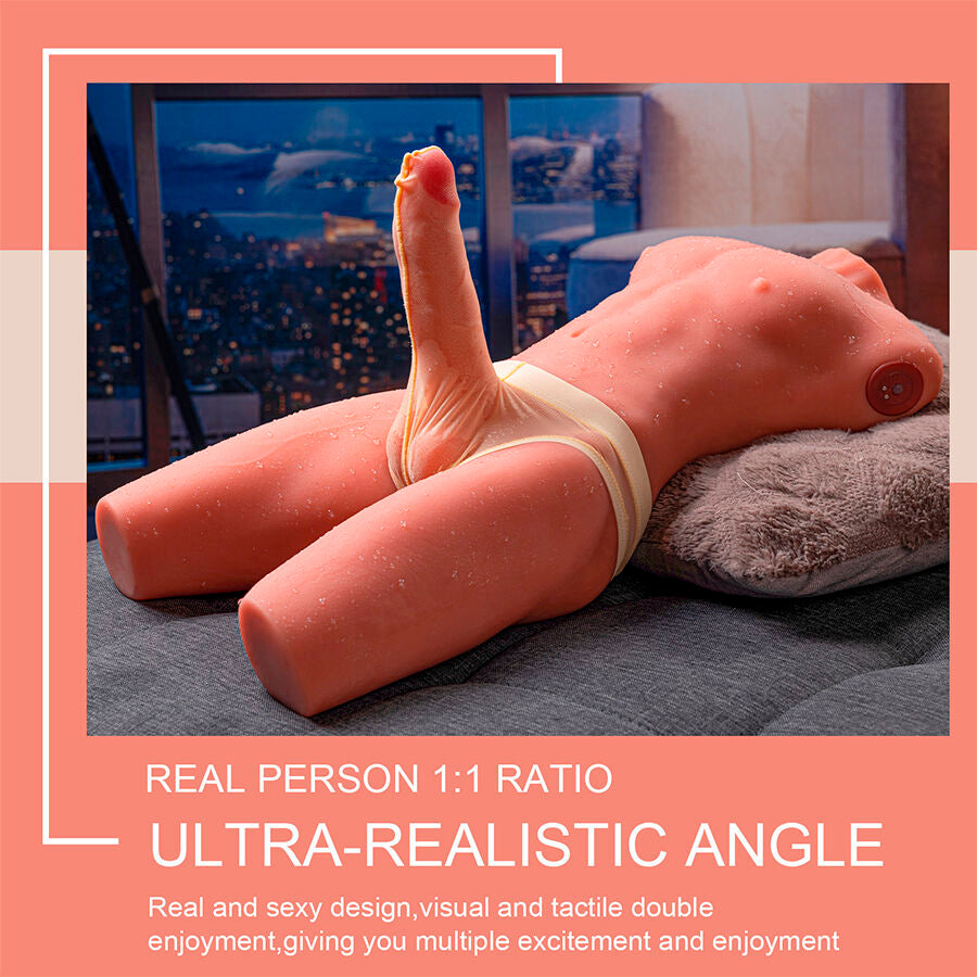 XISE - JASON HALF BODY REALISTIC MALE TORSO WITH THRUSTING AND VIBRATION 55 CM