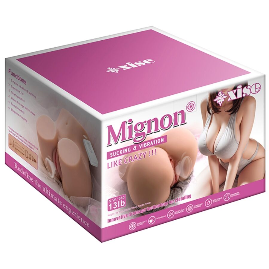 XISE - MIGNON SUGENDE REALISTISK VAGINAMATURBATOR MED VIBRASJON OG SUGING OG FJERNKONTROLL 6 KG
