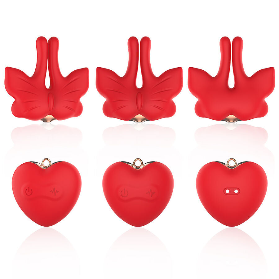 ARMONY - MAGNETIC NIPPLE CLAMPS WITH VIBRATION BUTTERFLY SHAPE RED