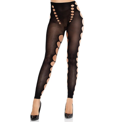 LEG AVENUE - SEAMLESS OPAQUE STOCKINGS WITH CUTOUT AT THE FEET BLACK