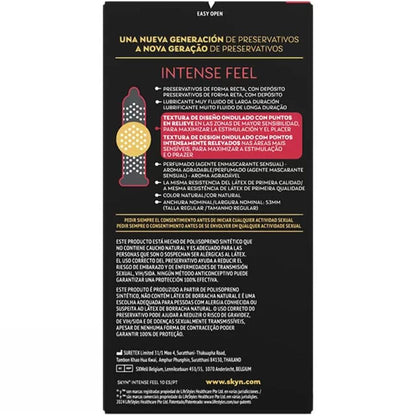SKYN - INTENS FØLELSE MED TEKSTURERT KONDOM MED BØLGEDESIGN, 10 ENHETER