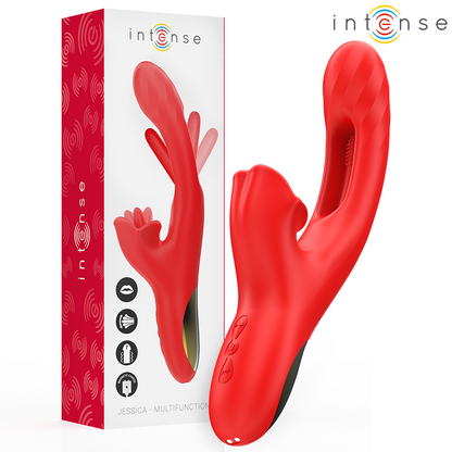 INTENSE - JESSICA MULTIFUNKSJONSVIBRATOR KLITORISSTIMULERING 24,8 CM RØD