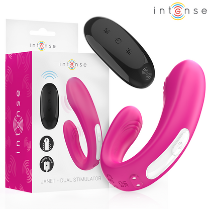 INTENS - JANET DOBBEL U-FORMET STIMULATOR OG VIBRATOR MED FJERNKONTROLL ROSA