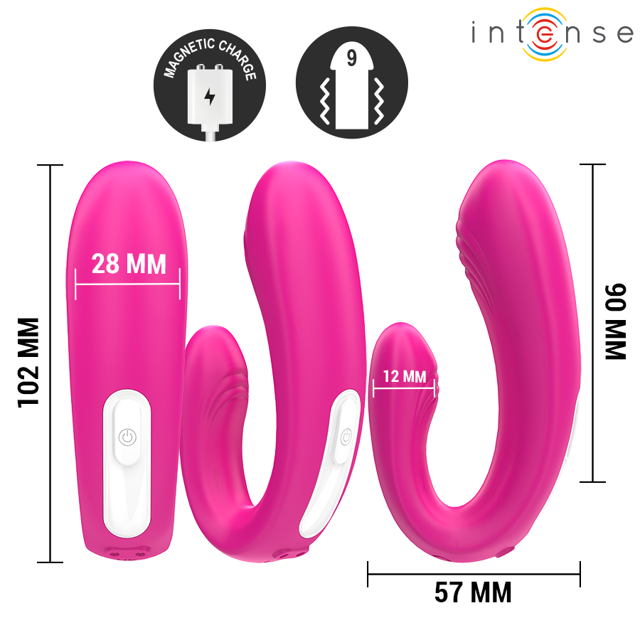 INTENS - JANET DOBBEL U-FORMET STIMULATOR OG VIBRATOR MED FJERNKONTROLL ROSA