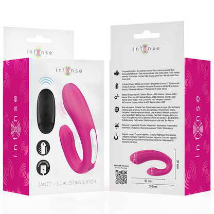 INTENS - JANET DOBBEL U-FORMET STIMULATOR OG VIBRATOR MED FJERNKONTROLL ROSA