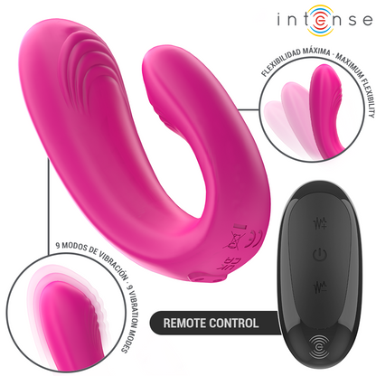 INTENS - JANET DOBBEL U-FORMET STIMULATOR OG VIBRATOR MED FJERNKONTROLL ROSA
