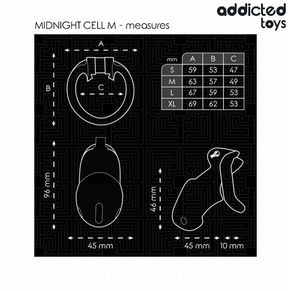 ADDICTED TOYS LOCKED - MINDNIGHT CELL PENIS CAGE SIZE M