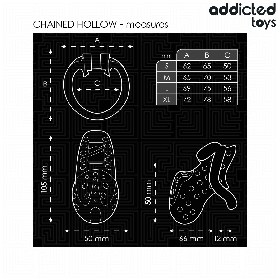 AVHENGIG LEKETØY LÅST - LENKEDE HULT PENISBUR 10,5 CM