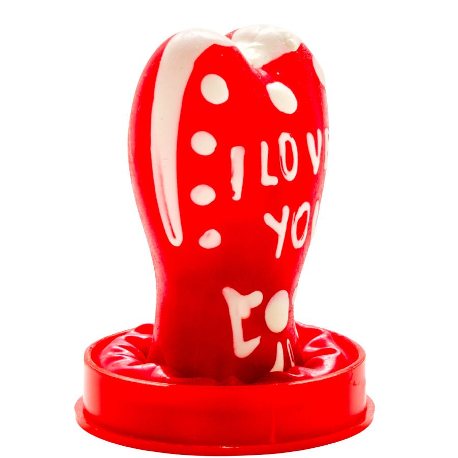CONDOMERIE - HANDPAINTED NOVELTY CONDOMS HEART - I LOVE YOU MODEL 1