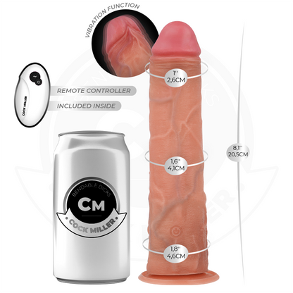 COCK MILLER - REALISTIC DILDO WITH SUCTION CUP AND REMOTE CONTROL VIBRATION 20.5 CM