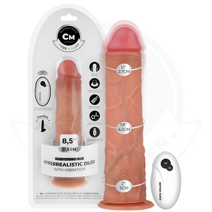 COCK MILLER - REALISTISK DILDO MED SUGEKOPP OG VIBRASJON MED FJERNKONTROLL 21,5 CM
