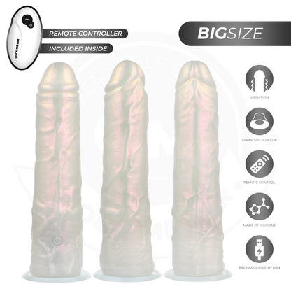 COCK MILLER - DILDO WITH SUCTION CUP, LIGHTS AND VIBRATION WITH REMOTE CONTROL WHITE 21.5 CM