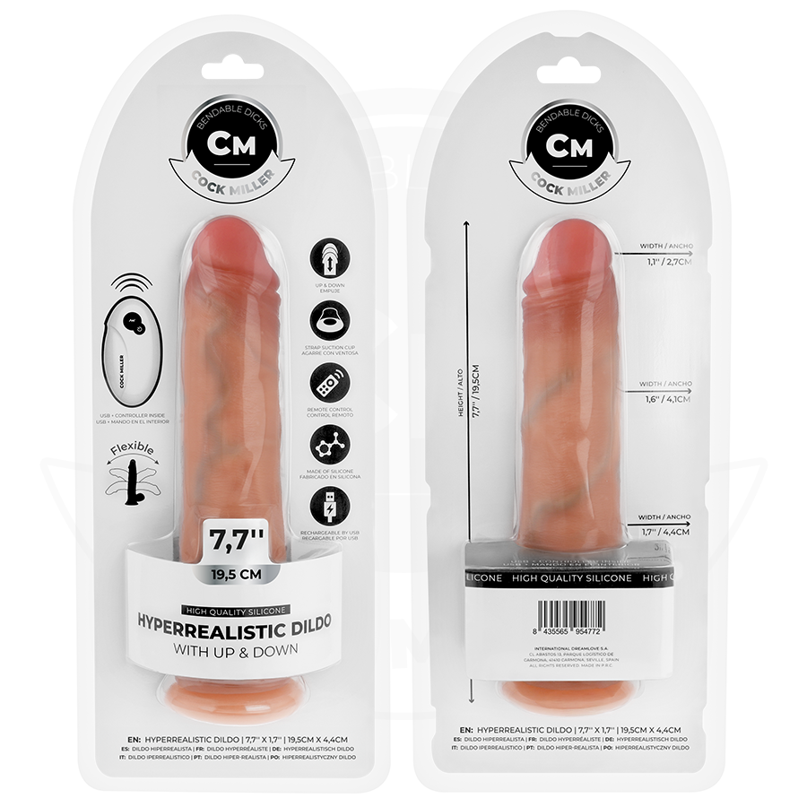 COCK MILLER - HYPER-REALISTIC DILDO WITH SUCTION CUP AND THRUSTING WITH REMOTE CONTROL 19.5 CM