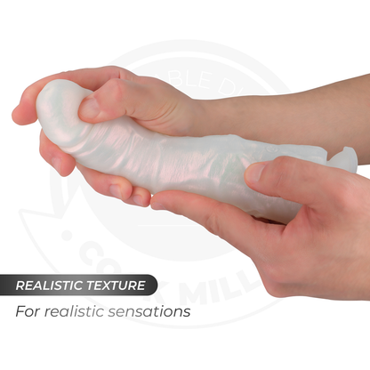COCK MILLER - DILDO WITH SUCTION CUP, LIGHTS AND VIBRATION WITH REMOTE CONTROL WHITE 19.5 CM