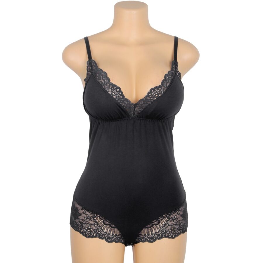 SUBBLIME - SVART BLOMSTRET BLONDEDETALJ TEDDY S/M