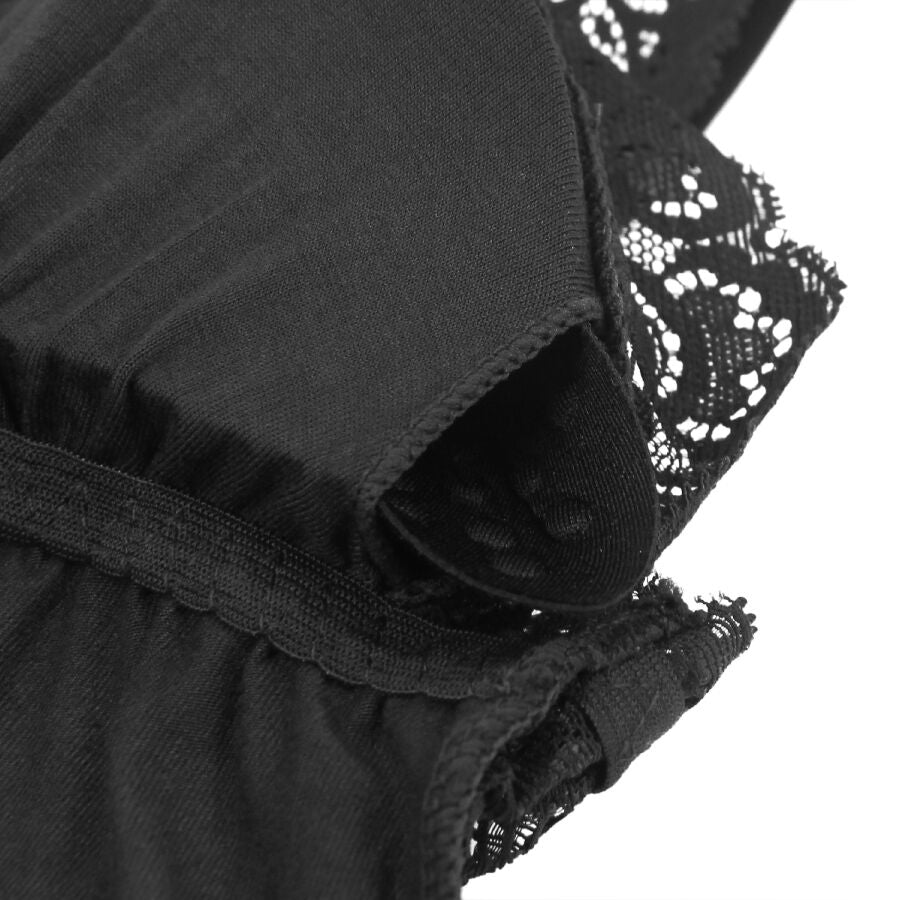 SUBBLIME - SVART BLOMSTRET BLONDEDETALJ TEDDY S/M