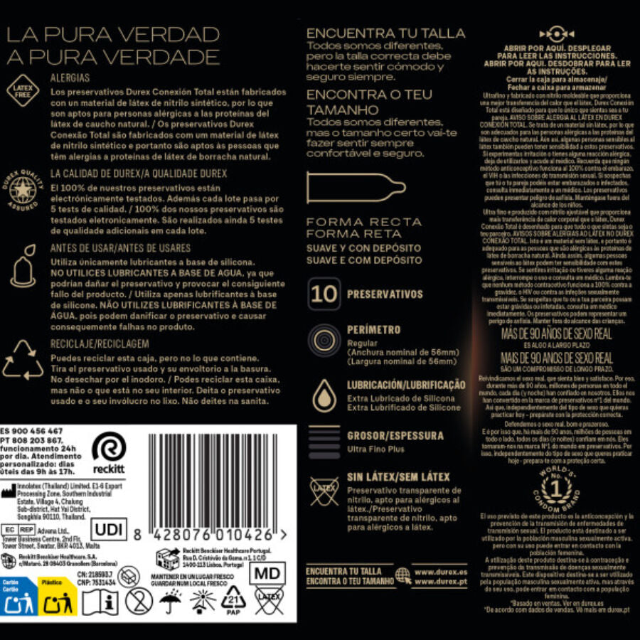 DUREX - TOTAL CONNECTION XL ULTRA FINE PLUS LATEKSFRI 10 ENHETER