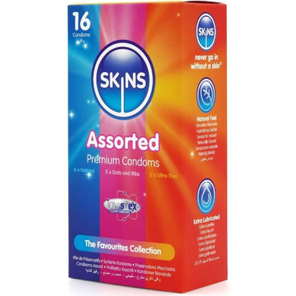 SKINS - ASSORTED PREMIUM CONDOMS PACK 16